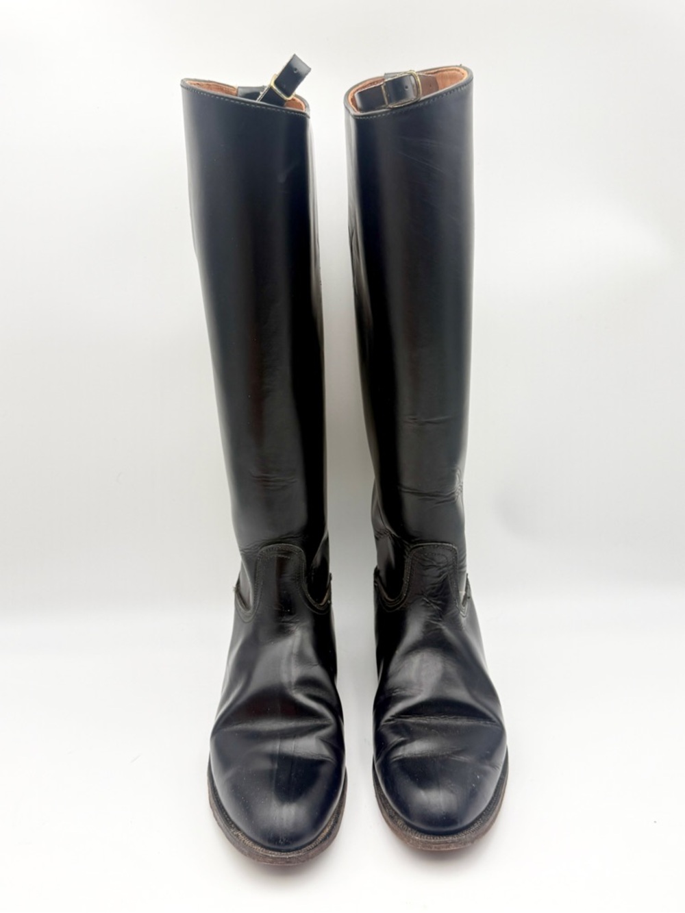 Vintage Tall Leather Riding Boots Equestrian English Horseback USA Made Black